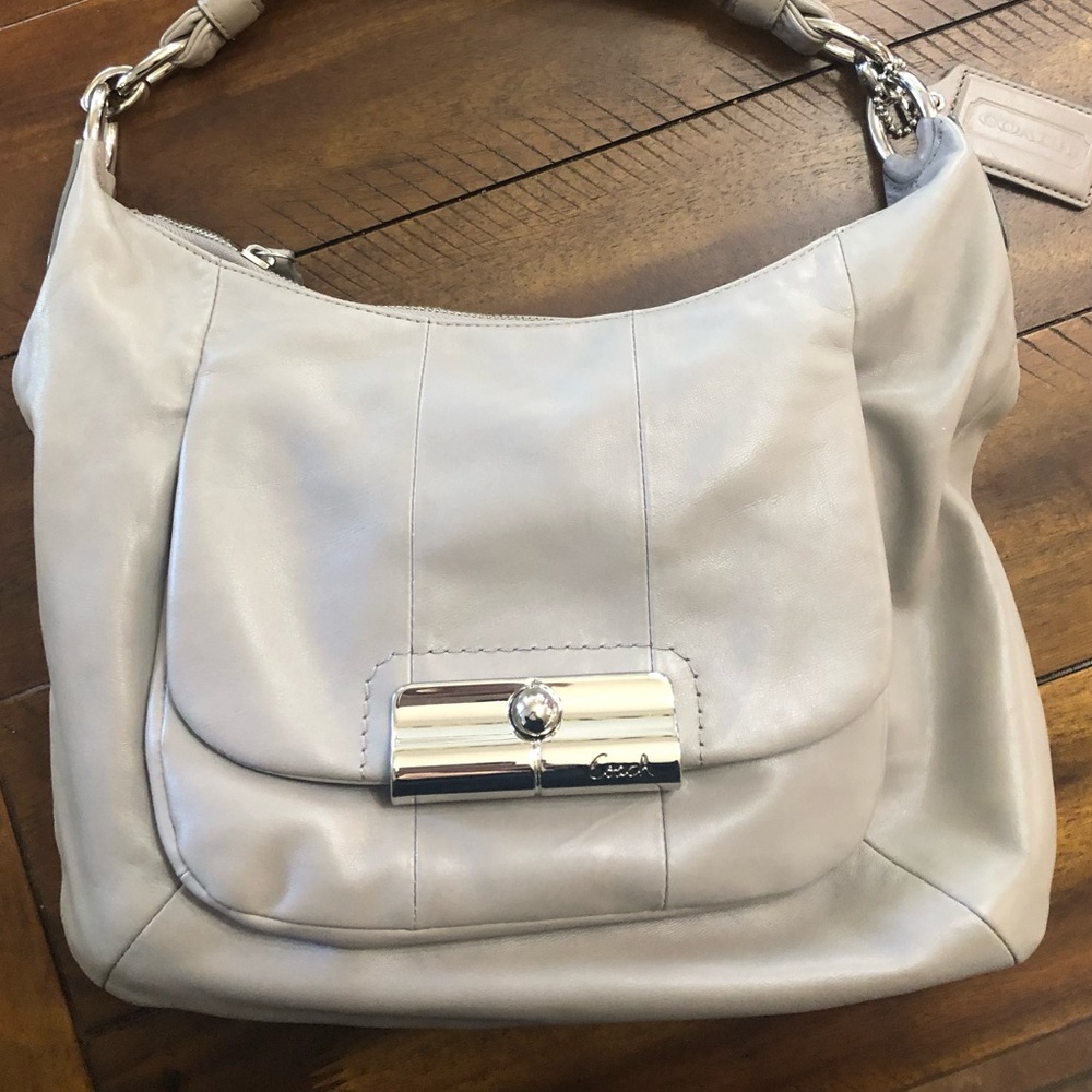 Gray Leather Coach Shoulder/Crossbody Bag